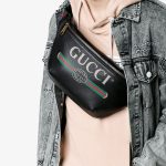 Gucci Print leather belt bag復古logo皮革腰包 黑色-1