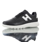 HOGAN Interactive 3 銀色H logo字母 黑色牛皮 鞋帶 厚底 休閒鞋-4