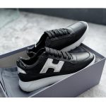HOGAN Interactive 3 銀色H logo字母 黑色牛皮 鞋帶 厚底 休閒鞋-5